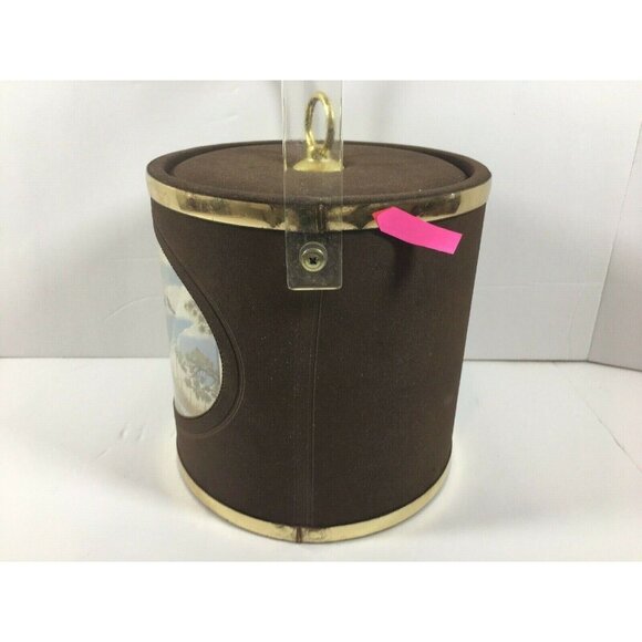 Vintage Norman R Wamer Ice Bucket Geese Birds In Flight Bar Suede Plastic MCM - Picture 5 of 12